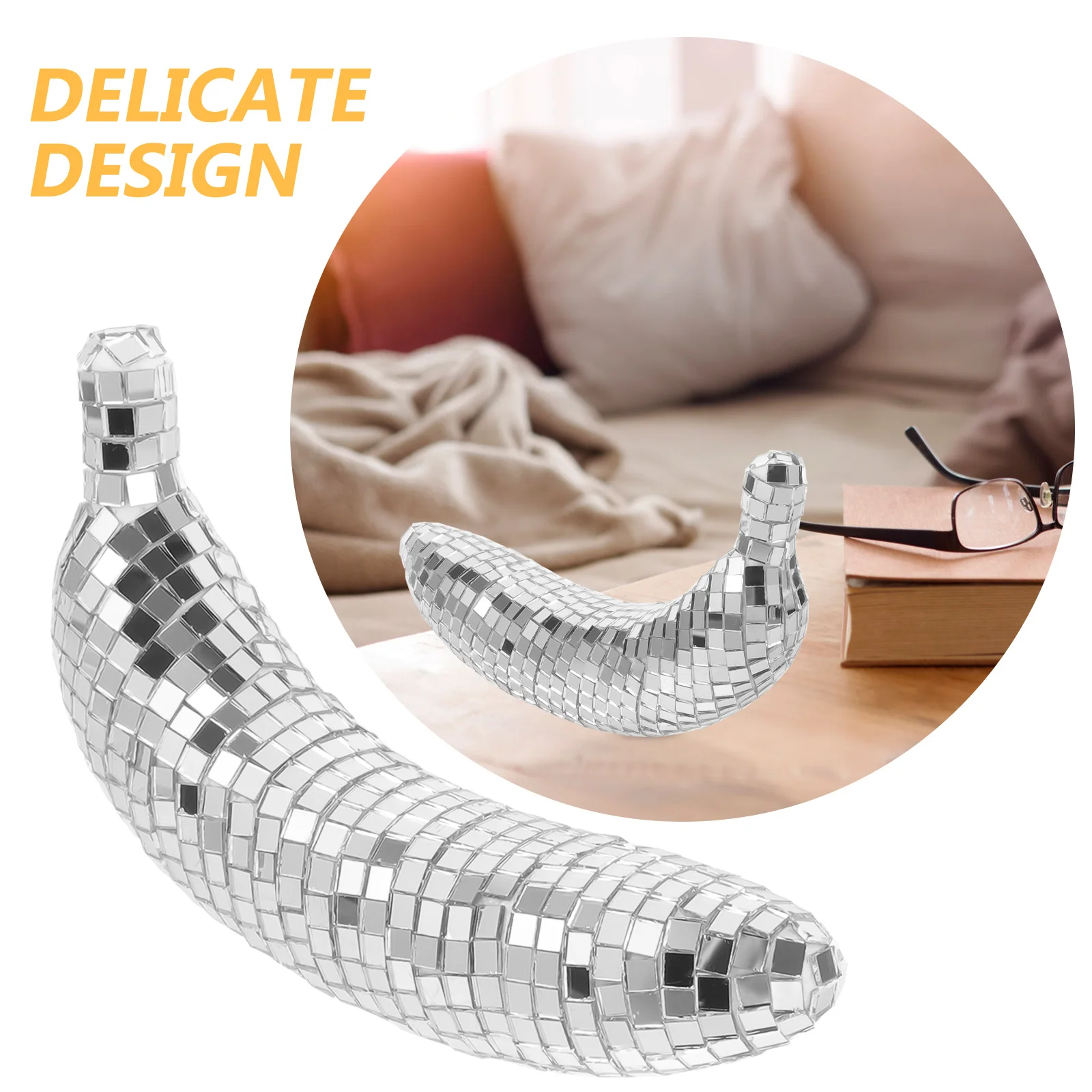 

Reflective Disco Banana Decoration Mirror Artware Home Office Tabletop Decor Gift Disco Decoration Banana Artware