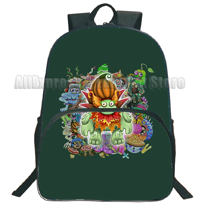 My Singing Monsters Backpacks for Boys Girls Kids Waterproof School College Cartoon Bag Stuffed Game Print Bookbags