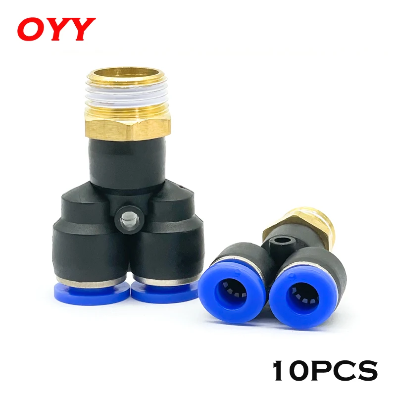 10PCS PX Pneumatic Fittings Y-Shaped Tee 4-12mm Outer Diameter Hose M5 1/8 