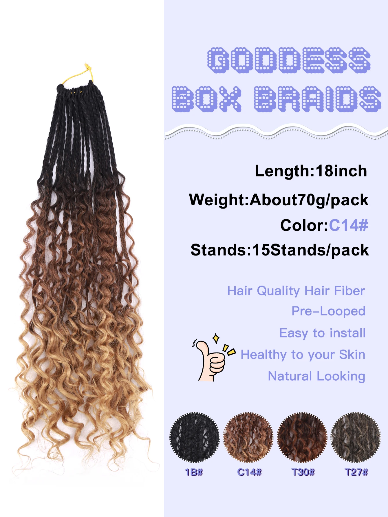 14 24 Inches Crochet Box Braids With Curly Ends Ombre Blonde Goddess Box Braids Crochet Hair 16 Strands