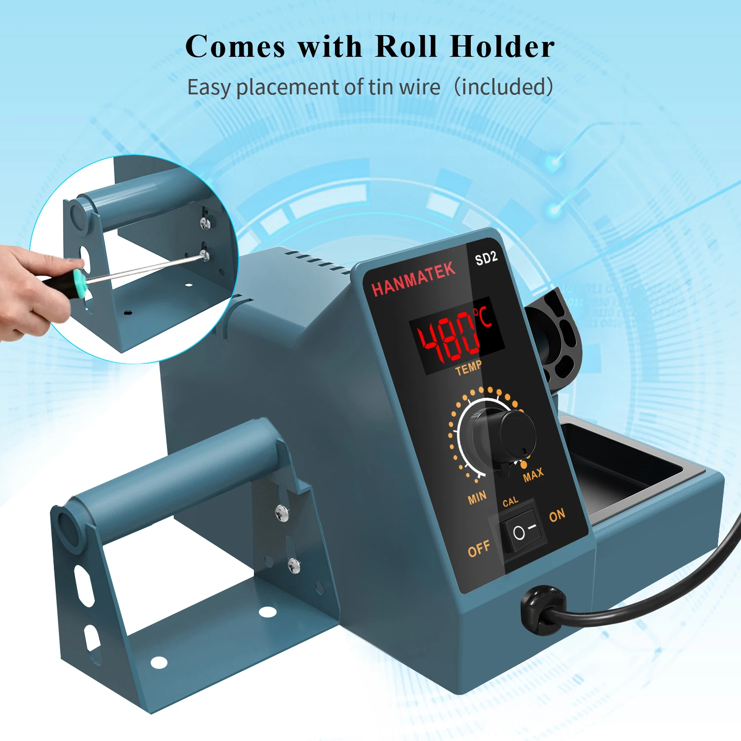 HANMATEK SD2 Digital Soldering Station / Rework Stations 60W Temperature Control ESD For Phone PCB IC SMD BGA Welding