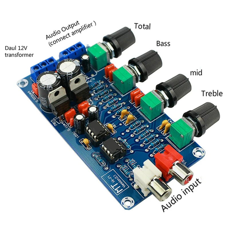 Amplificador Smart-2X NE5532, preamplificador, Control de tono de volumen, tablero terminado, agudos, medianos, graves, EQ, bricolaje, doble CA 12V - 18V