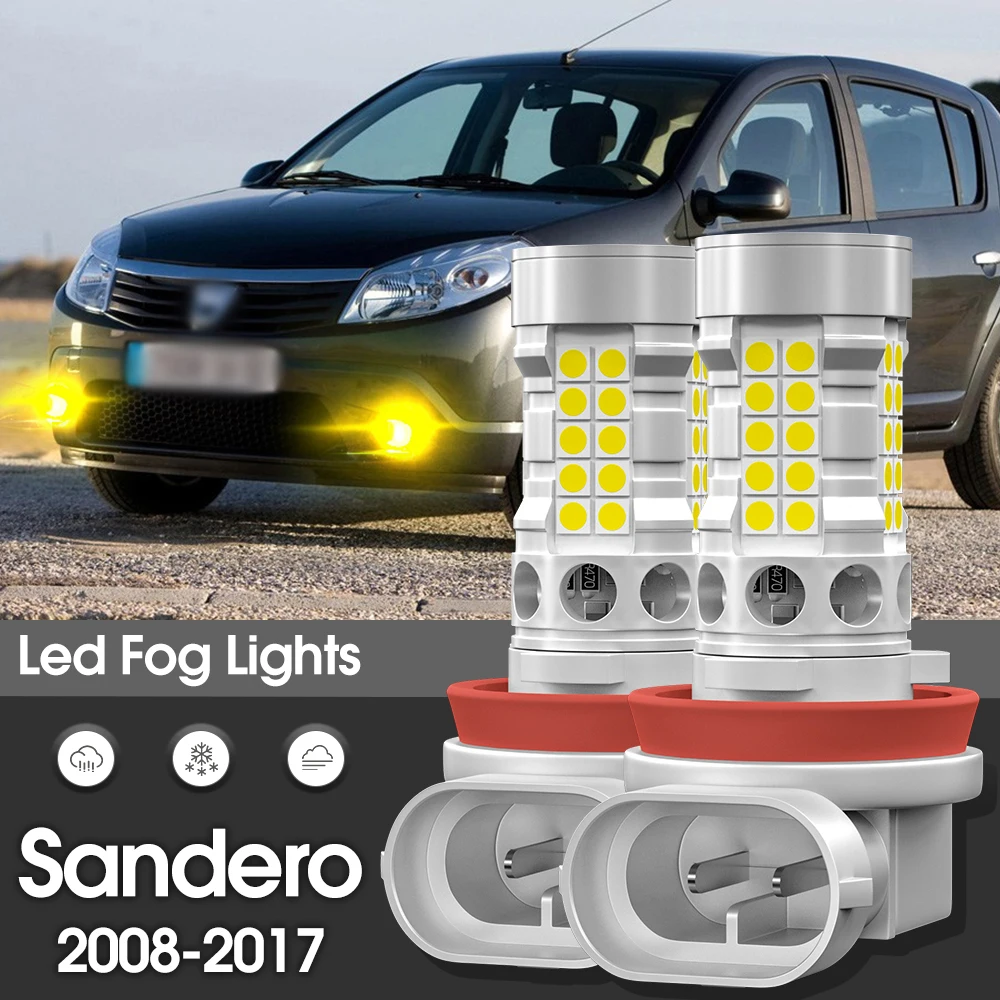 Canbus LED Fog Light Lamp 2pcs Accessories For Dacia Sandero 1 2 2008 2009 2010 2011 2012 2013 2014 2015 2016 2017