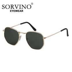 SORVINO Hexagon Sunglasses Men Brand Designer Small Square Sunglases Metal Frame Driving Fishing Glasses Lentes De Sol UV400