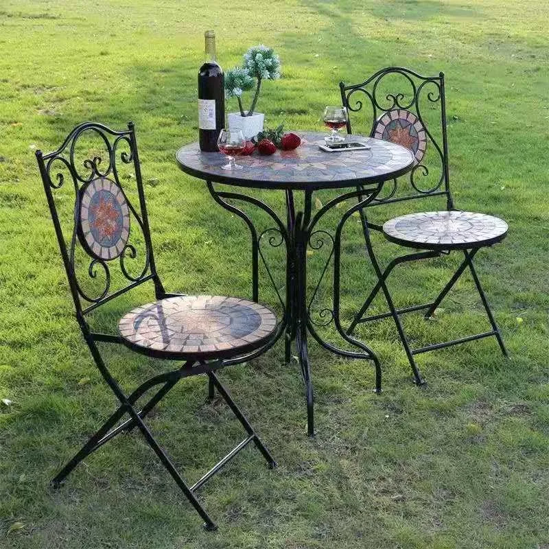 

Outdoor mosaic leisure balcony tables and chairs coffee table three-piece set bar cafe tables and chairs