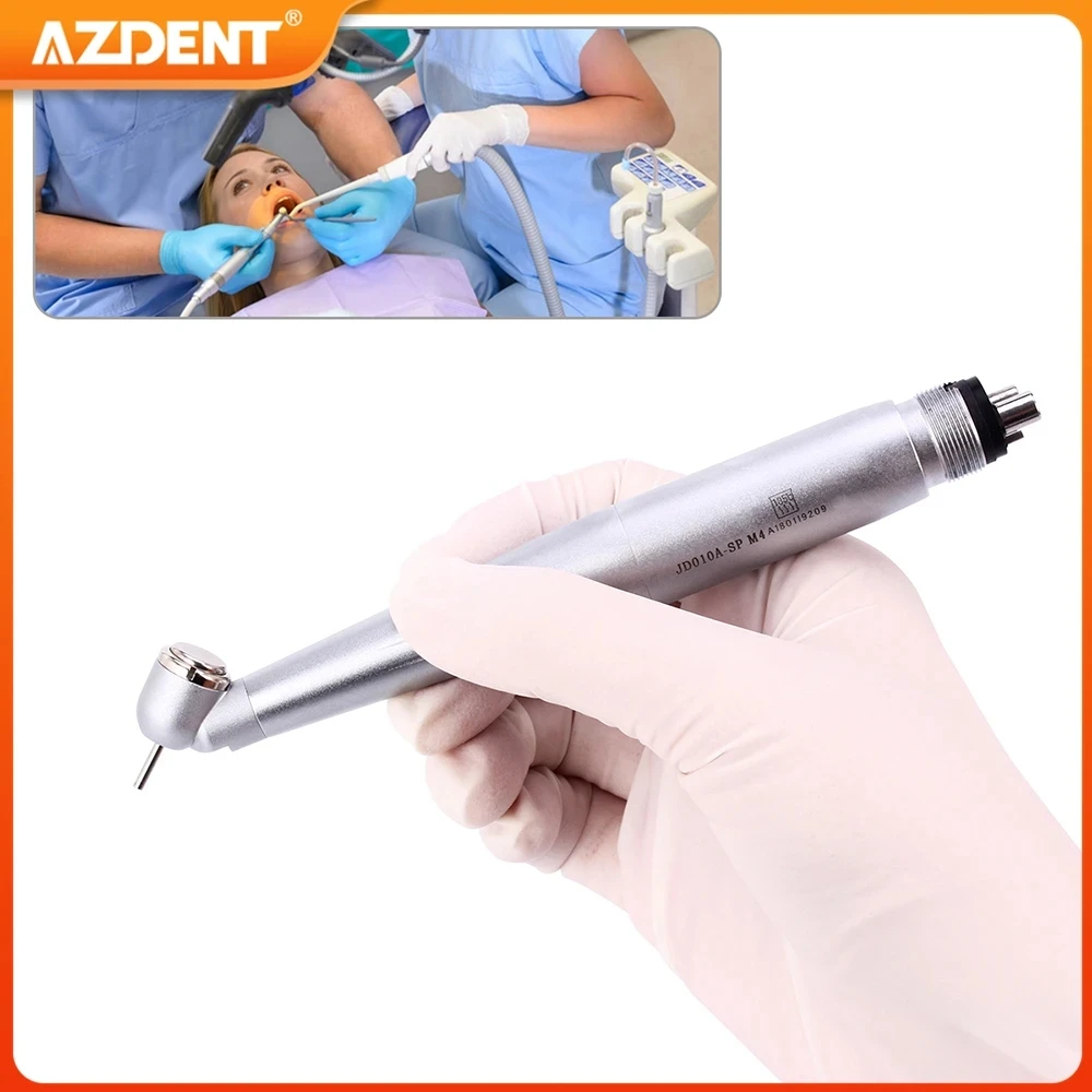 Dental 45 Degree LED High Speed Handpiece AZDENT E-generator Integrated Standard Head Push Button 2/4 Holes Single Water Spray