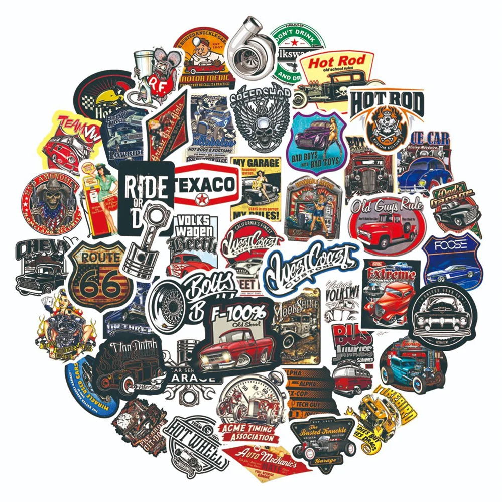 50PCS New Trend Retro Cartoon Anime Car Graffiti Water Cup Car Phone Skateboard DIY Waterproof PVC Suitcase Toy Reward Sticker