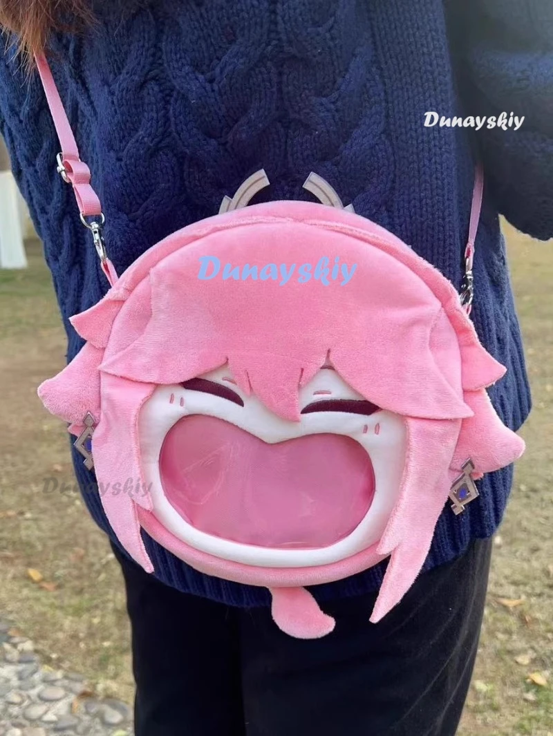 

Прозрачный рюкзак Yae Miko для косплея аниме-игры, студенческий рюкзак на молнии с мультипликационным рисунком, сумки-мессенджеры, сумка через плечо