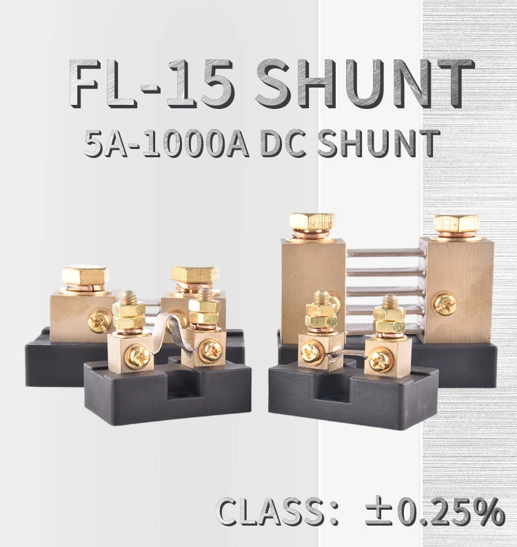Cg 0.25% usa typ FL-15 5a 10a 20a 50a 75a 100a 200a 300a 500a 50mv 100mv messing strom montage dc shunt widerstand mit base75mv – Detail 1