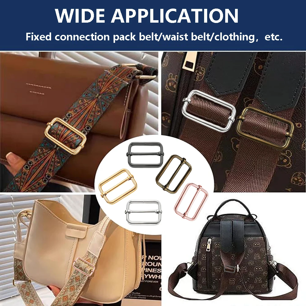 45/75pcs 25mm rectangular multi-functional sliding alloy buckles,suitable for belts,webbing,pet collars,DIY bag accessories view 6