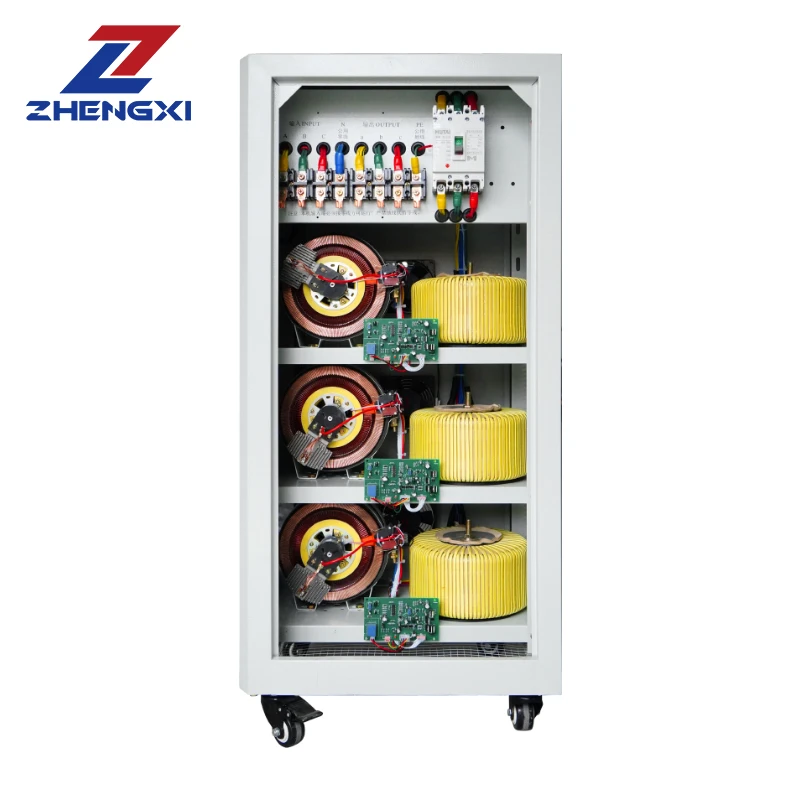 3 Phase 50KVA 60KVA 80KVA Servo Motor Voltage Regulator 280V-430V SVC AVR Stabilizer With LCD Display For AC Current SJW Users