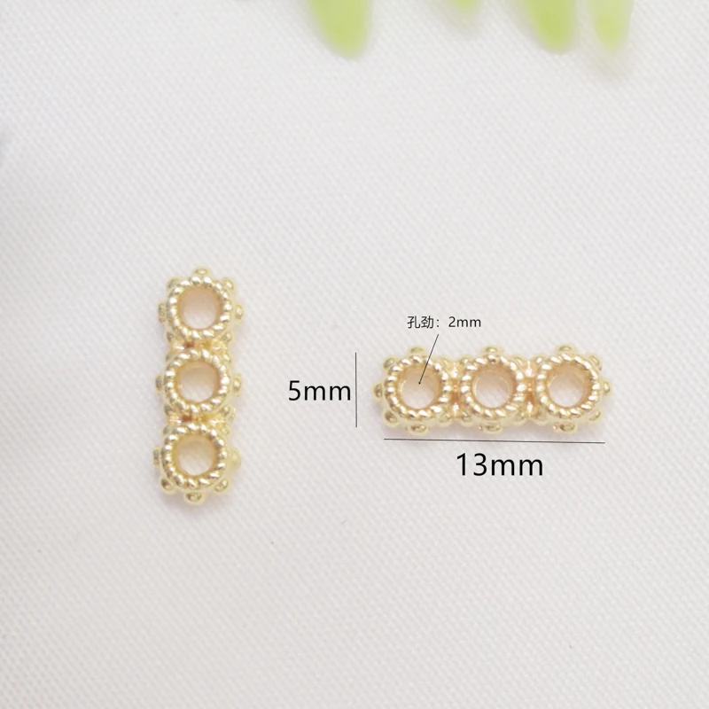 10Pcs Brass 3-Hole Spacers Multi Strands Separators Bar,Slider Spacer Beads Connector Link Bar for Diy Jewelry Bracelet Making