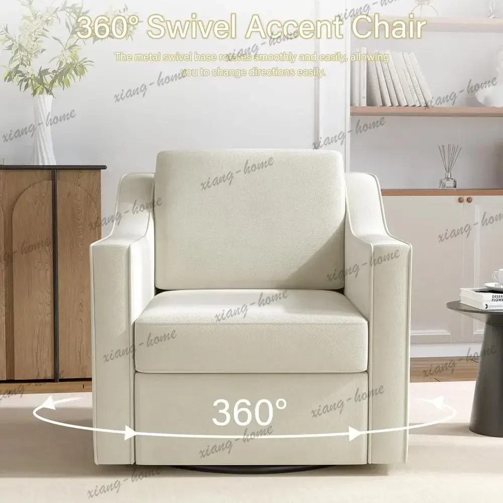 lsAccent Chairs Set of 2, 360 Swivel Upholstered Club Armchairs for Living Room, Comfy Single Sofa Reading Chair with Deep Seat,