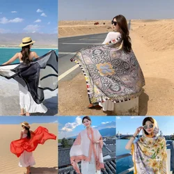 6 Styles 90x180cm Silky Thin Beach Sunscreen Scarve Bikini Shawl Sarong Wrap Scarf Women Brazilian Swimsuit Bathing Cover-ups