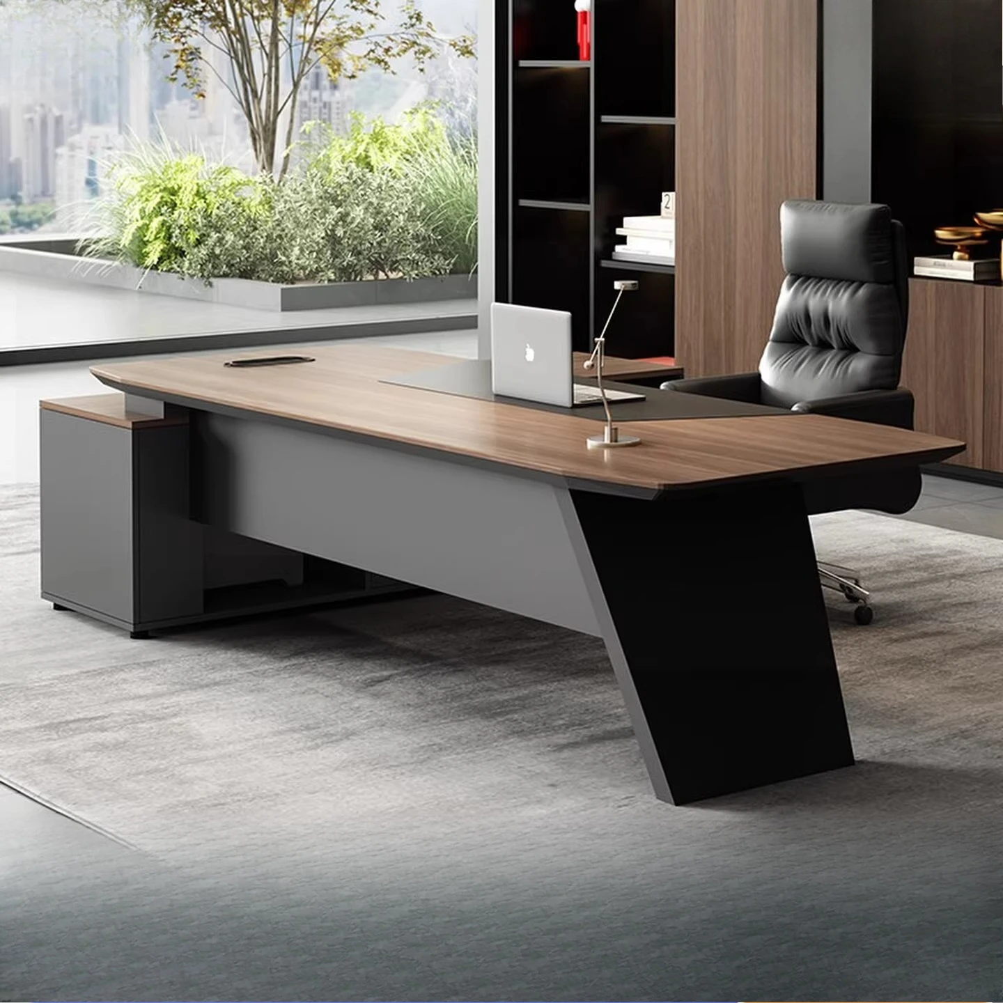 Small women's curved desk manager office furniture combination set