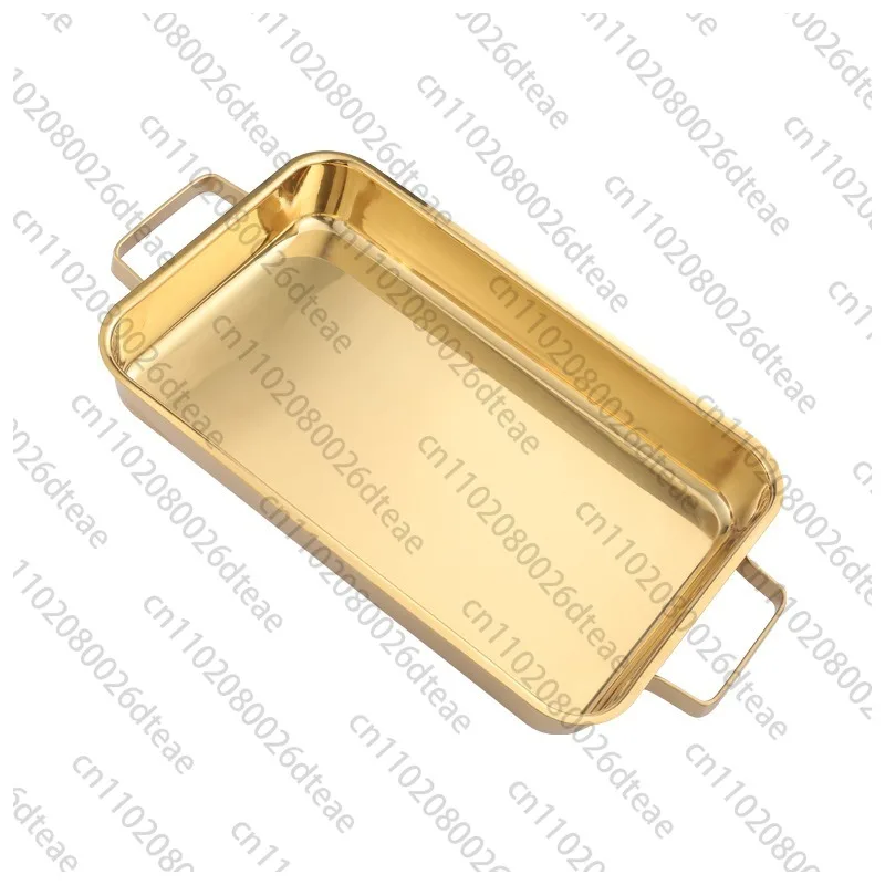 Grilled Fish Plate Household Induction Cooker Rectangular Korean Multi-functional Barbecue Plate Golden Commercial Tray