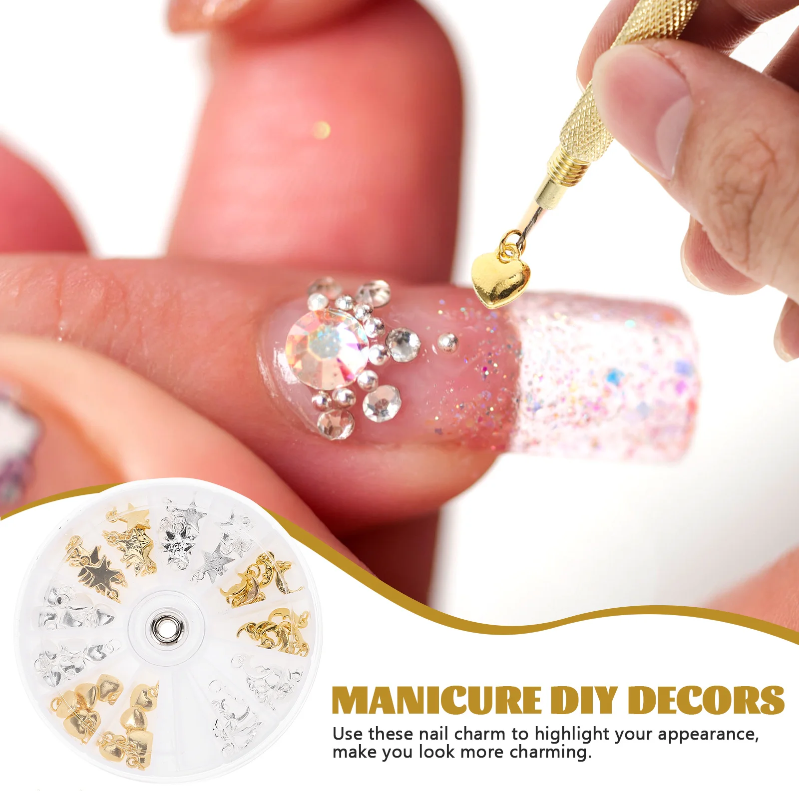 

1 set Puncher Nail Pendant Set DIY Decor Hanging Charms Lightweight Portable Manicure Piercing Tool Nail Brush