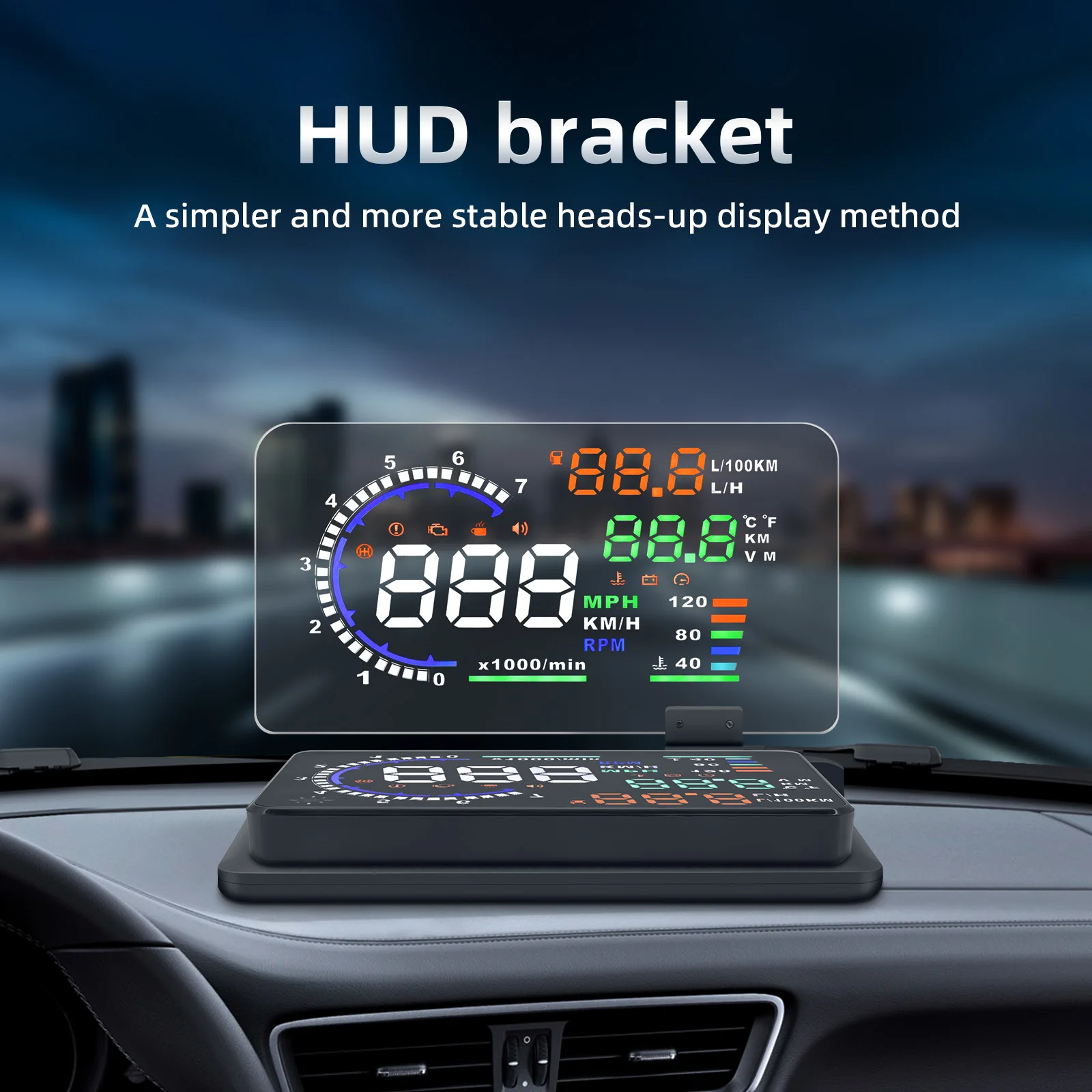 Mobile Phone Holder HUD Bracket Head Up Display Projector Stand Suitable for A8 GPS Navigator QI Wireless Charger Car Support