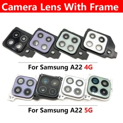 New For Samsung A22 4G A225F / A22 5G A226B Back Rear Camera Glass Lens Circle Cover With Frame