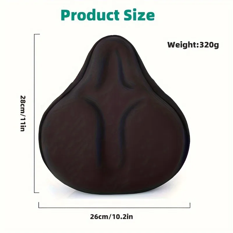 Black Wear Resistant Bike Seats Covers Mountain Bicycle's Big Butt Silicone Seat's Covered Spinning Bike's Silicone Cushions