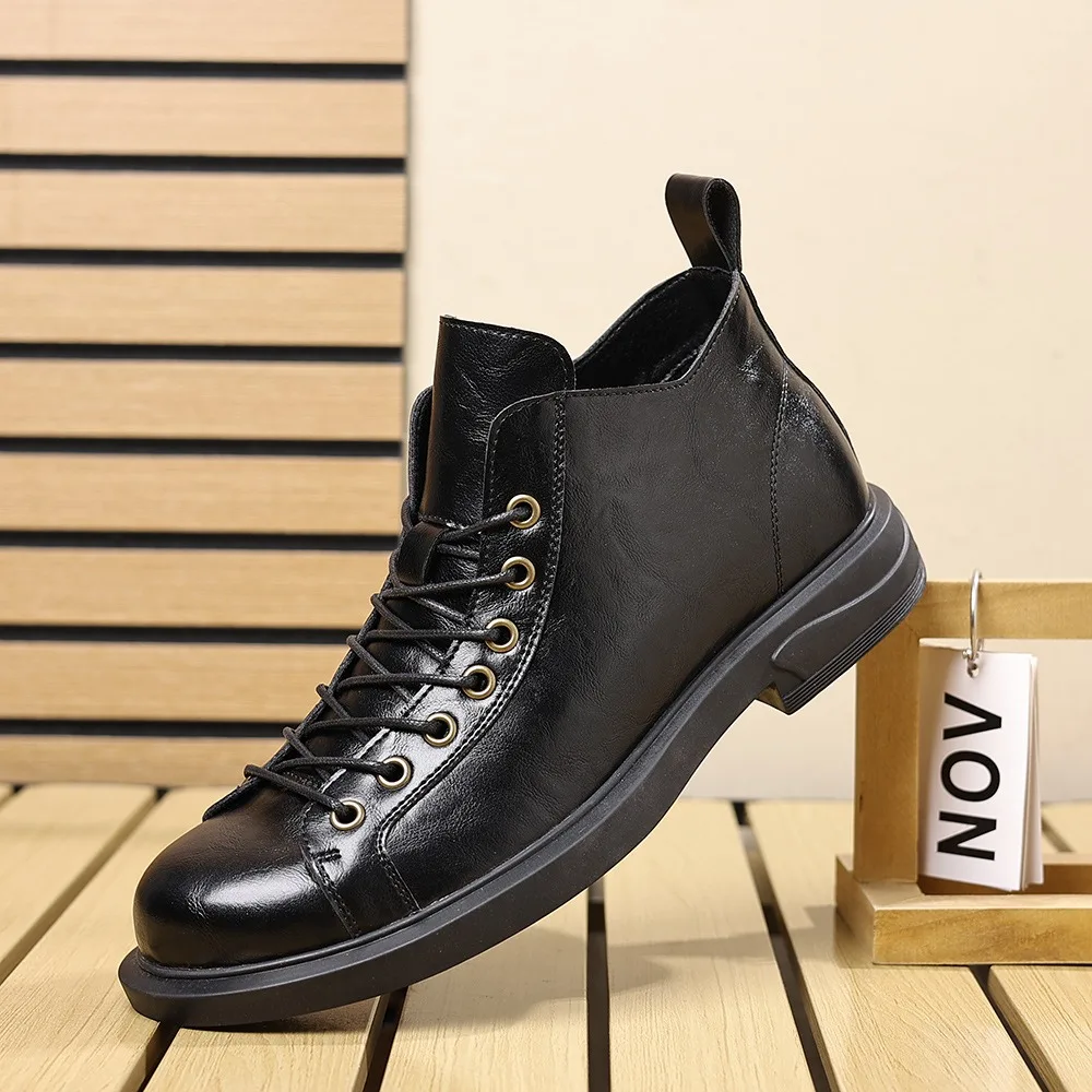 Italy Mens Leather Boots Handmade Outdoor Business Casual Shoes Trend Office Ankle Boot for Men Formal Shoes Dress Chelsea Boots