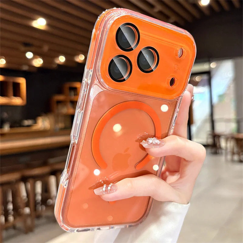 

Двухцветный магнитный чехол «два в одном» для чехла iphone 17 pro max, официальный однотонный сменный чехол с защитой в стиле милитари