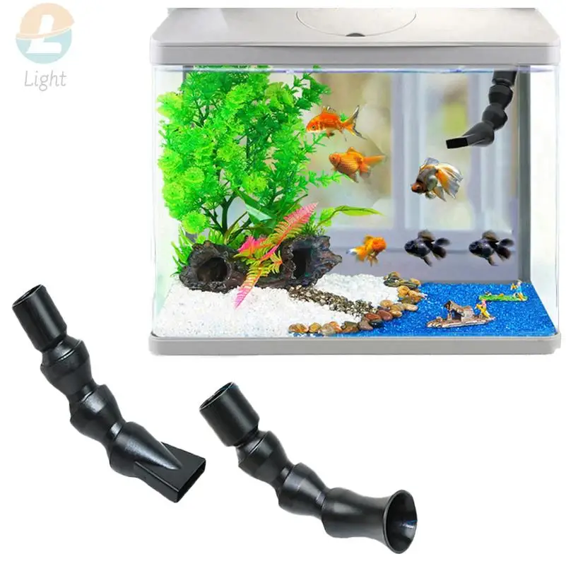 360° Fish Tank Rotating Water Outlet Nozzle Adjustable Aquarium Nozzle Aquarium Outflow End Fitting For Filter Water Tube Black