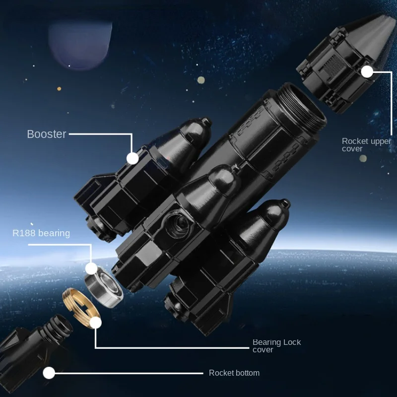 Jouet pouvez-vous roscopique Rocket en Métal Noir pour Adulte, Rotation des Doigts, Anti-Stress, Cadeau, Fidget Spinner, Ornements d'Art de Bureau