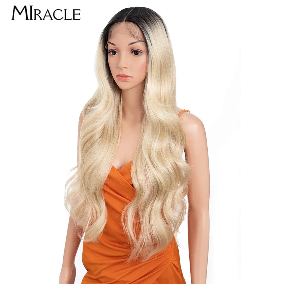 

MIRACLE 28-дюймовый синтетический парик спереди, объемная волна, длинные искусственные волосы с детскими волосами для женщин, рыжие женские парики на шнурке
