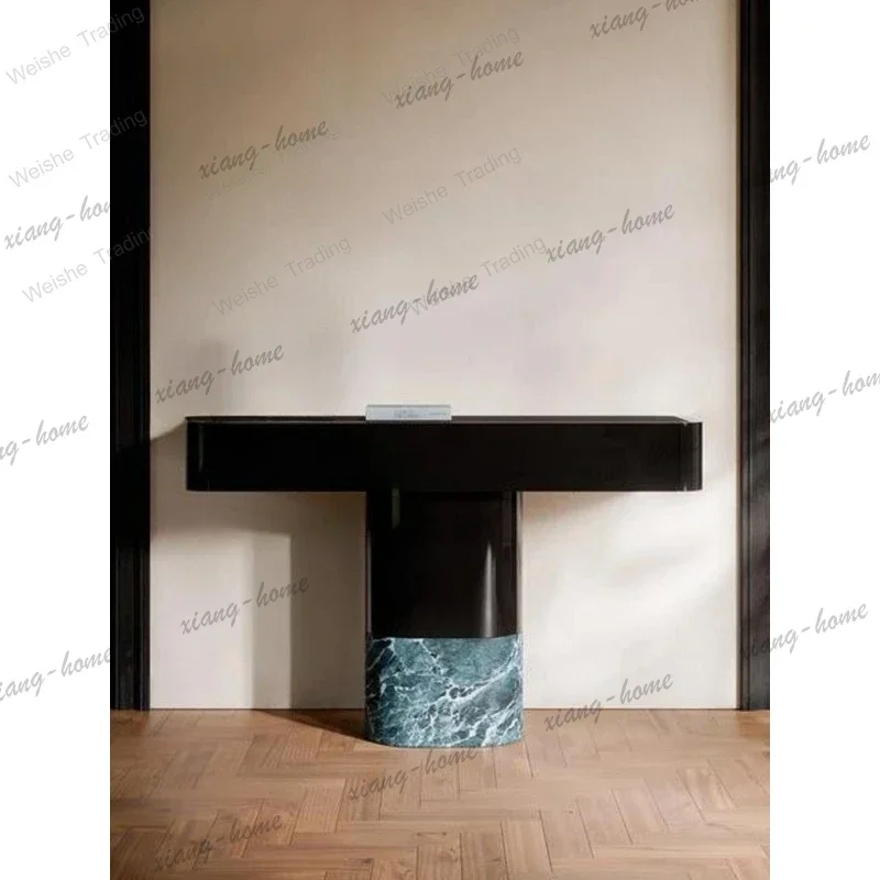 Factory Direct Modern Light Luxury High-end Entrance Table Hotel Lobby Decorative Cabinet Sales Office Solid Wood Marble Entranc