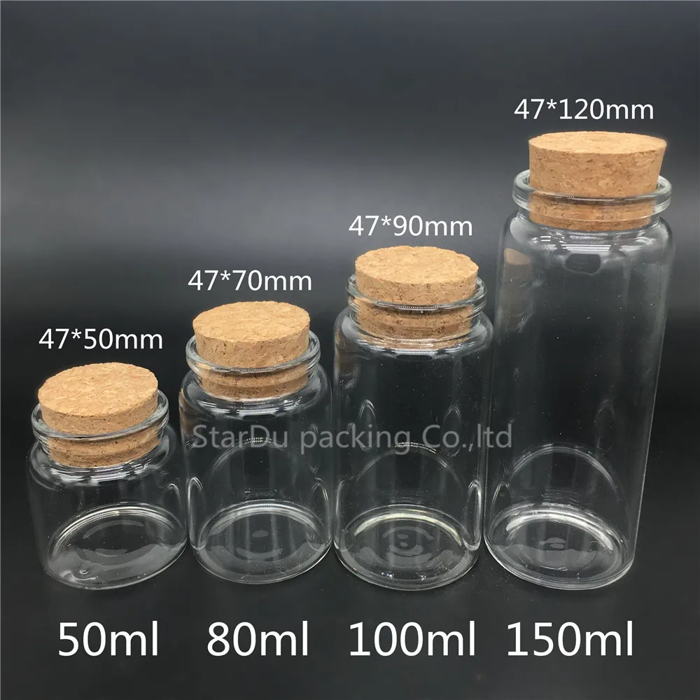 100ml Clear Glass Bottle With Cork, Cork Jar 100cc Sample Vials, Glass Cork Bottle 1000pcs/lot