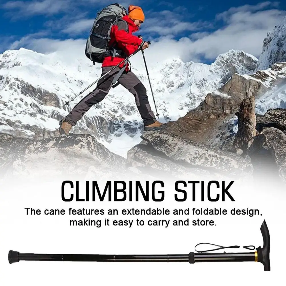 Ultralight Folding Trekking Pole Portable Anti Shock Hiking Outdoor Walking Climbing Elder Stick Aid Climbing Cane Stick Wa S4s1