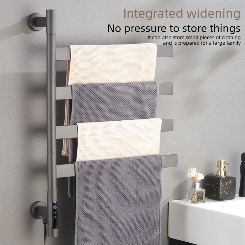 

Stainless Steel Electric Towel Rack Rotatable No Need for Drilling in The Bathroom Drying and Heating Bathroom