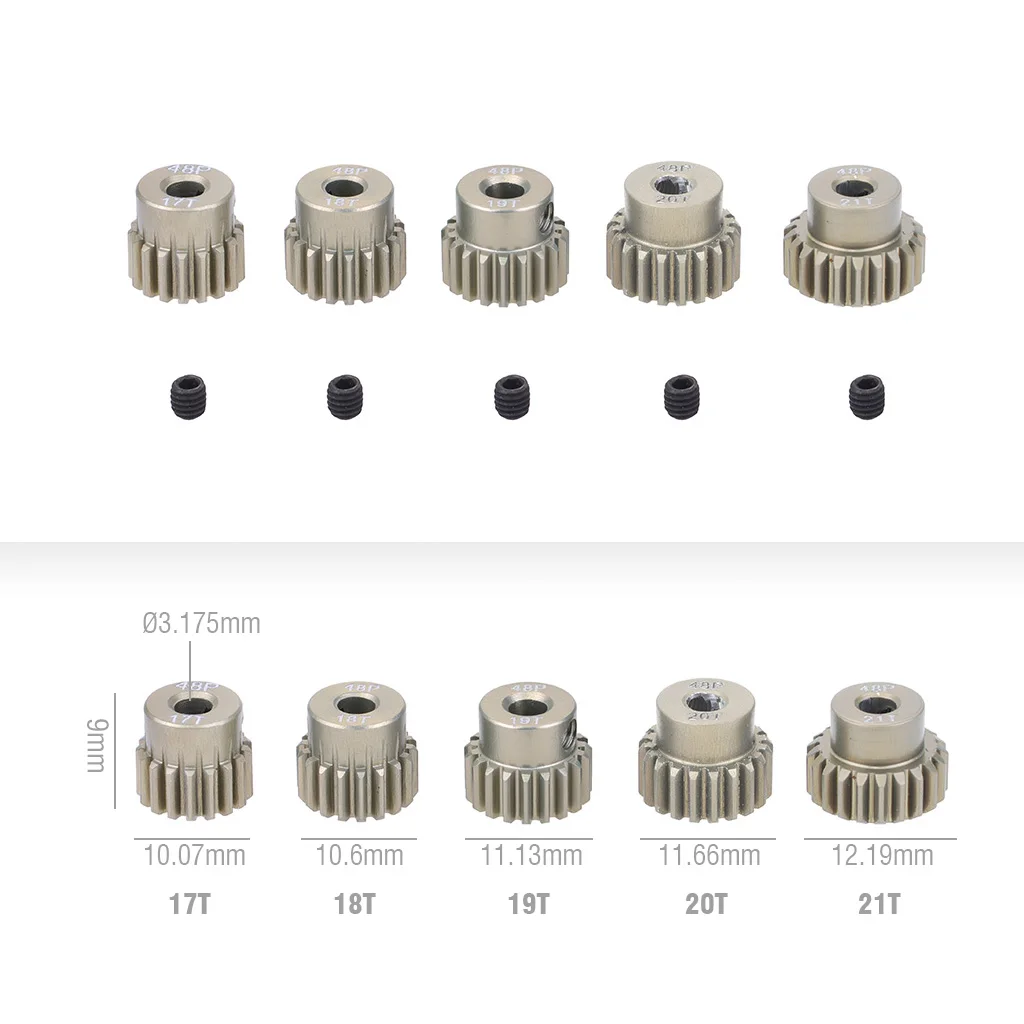 Surpass Hobby 48DP 3,175mm 14T 15T 17T 24T 26T 27T 34T 36T 40T 44T 13T-48T Metall Motor Ritzel für 1/12 1/10 RC Auto Teile – Detail 4