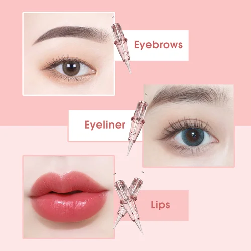 Imagen 2 del producto Cartucho esterilizado desechable Popu Pinki, agujas de tatuaje, traje para maquillaje, cejas, delineador de ojos, labios, agujas de tatuaje, 20 unids/lote