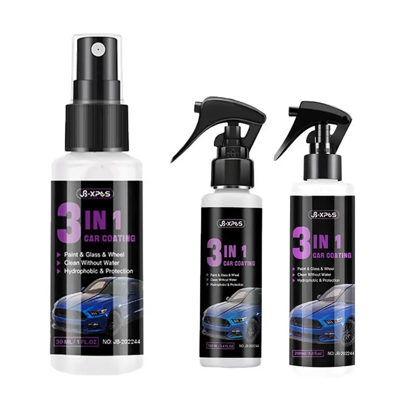 

3 In 1 Ceramic Car Coating Spray 3-in-1 Quick Coat Car Wax Polish Spray Ceramic Spray Hydrophobic Formula And Uv Protectant Wax