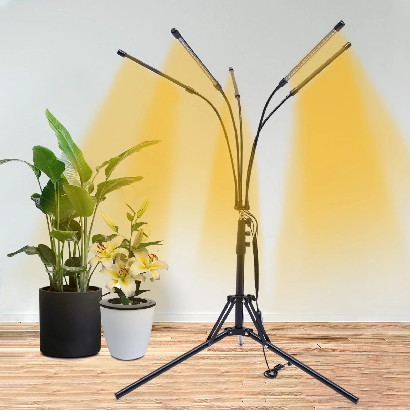 Pflanzenlampe LED-Pflanzenlicht 5 Röhren Pflanzenlicht Vollspektrum mit Ständer 360 °   Einstellbare
