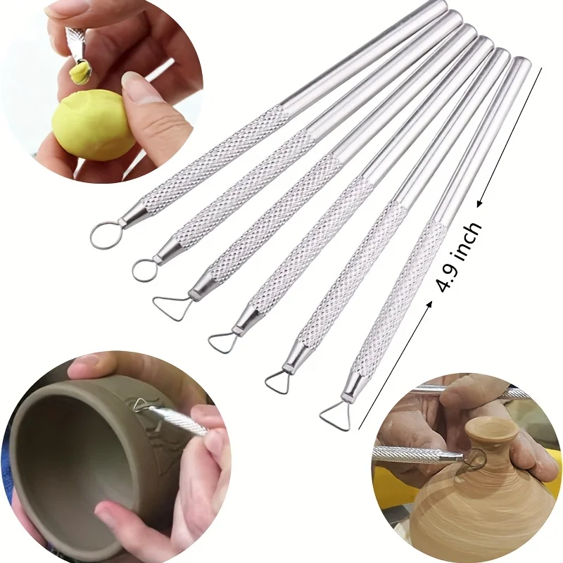 6/8pcs Ceramic Trimming Tools - Aluminum Rod, Trimming Knife, Sculpture, Scraper, Clay Sculpture, Precision Sculpture, Oil Mud