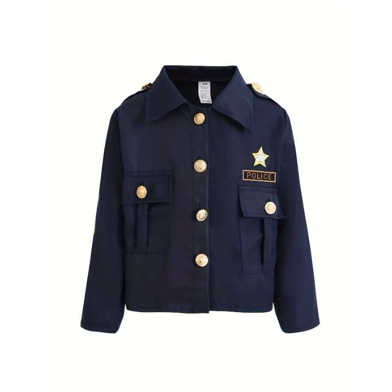 Kids Police Officer Costume Set - Jacket, Pants, Justice Hero Boys Police Officer Uniform Cap & Accessories for Halloween Party