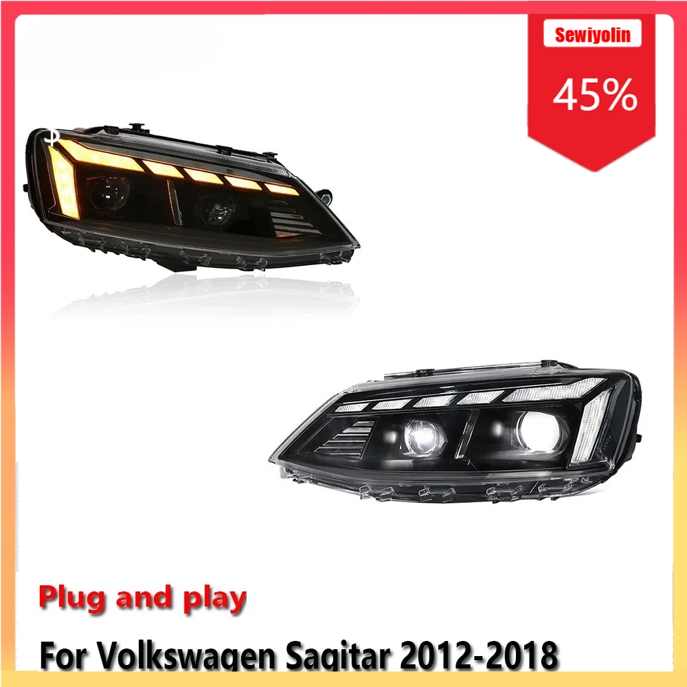 

Автомобильные светодиодные фары, автомобильные детали для Volkswagen Sagitar 2012-2018, противотуманные DRL, стоп-сигнал поворота, лампа Plug and Play