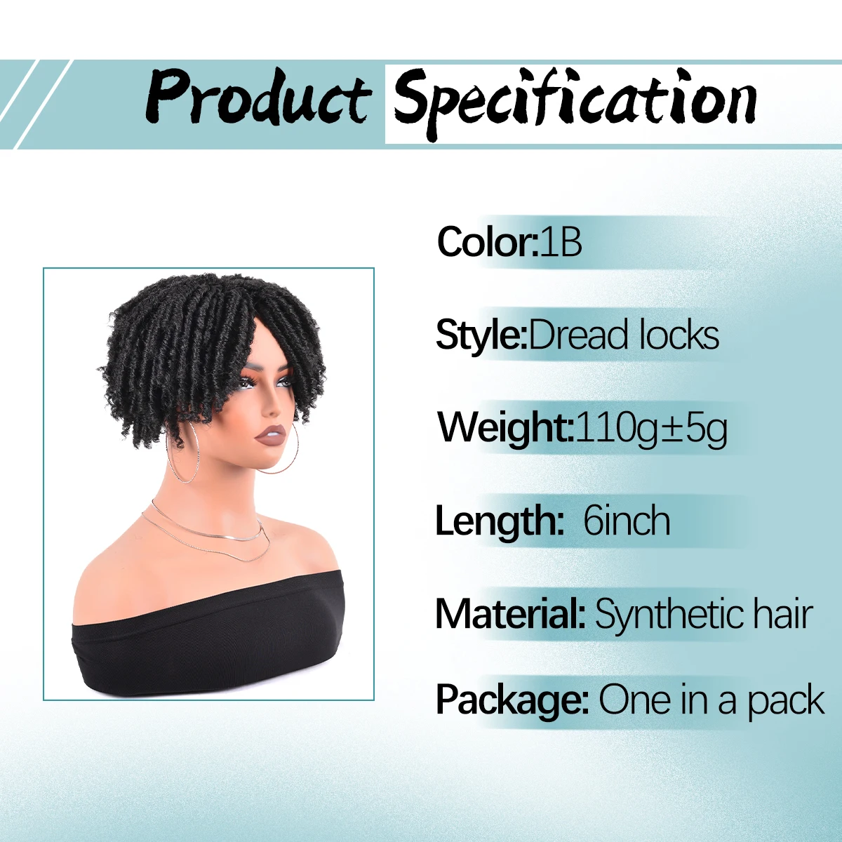 6 بوصة الاصطناعية قصيرة Dreadlock نصف الباروكات الأفرو مجعد الشعر غريب مجعد الباروكات الكروشيه الضفائر فو Locs كليب شعر مستعار للرجال والنساء