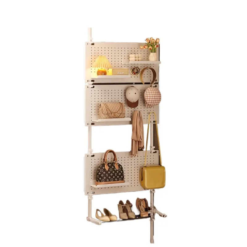 Light luxury hole board, door rear shelf, ultra-thin non-punching entrance metal storage rack