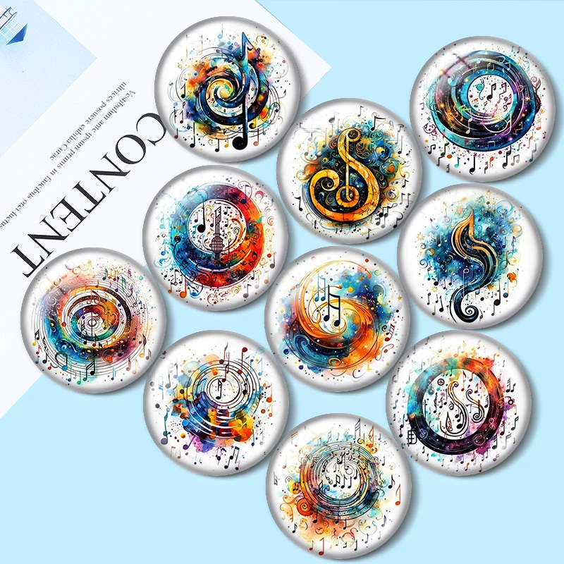 

Cosmic Music Notes Clipart 12mm/18mm/20mm/25mm Round photo glass cabochon flat back Making findings keychain