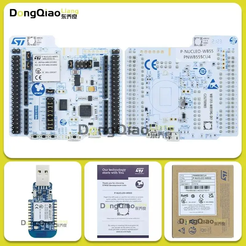 Original spot P-NUCLEO-WB55 USB dongle and Nucleo-64 with STM32WB55 MCU