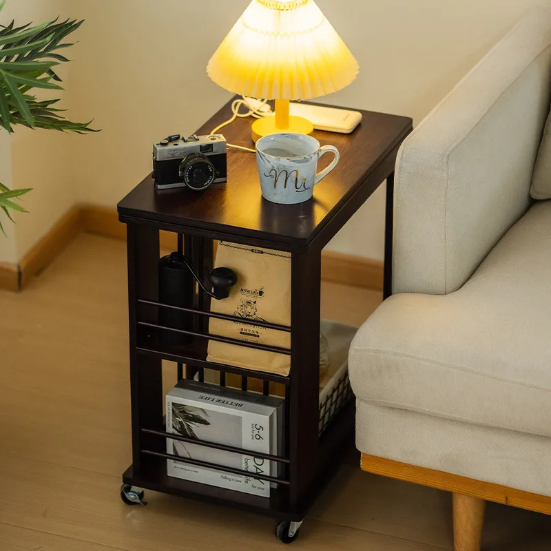 

Living room small apartment coffee table mobile cart with wheels foldable multi-functional rotating dining table