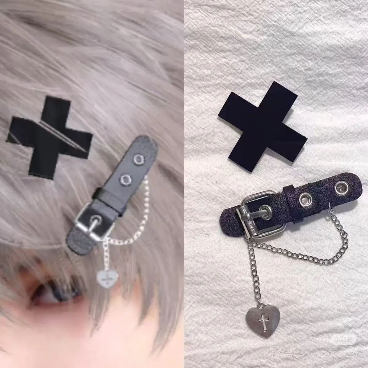 Clip à rivets en cuir imitation, design inspiré, pour franges de femme, fait main