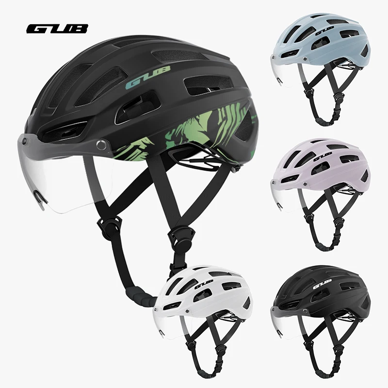 GUB Cycling Helmet Road MTB Bike Helmet with Photochromic Lens Magnetic Windscreen Compatible with Nearsighted Glasses