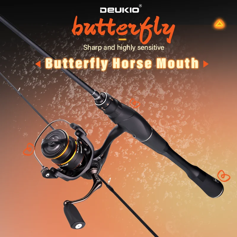 

DEUKIO Спиннинговая дорожная удочка, карбоновая приманка, 2-секционная сверхлегкая удочка для приманки, 1,68 м, 1,8 м, удочка для форели без катушки