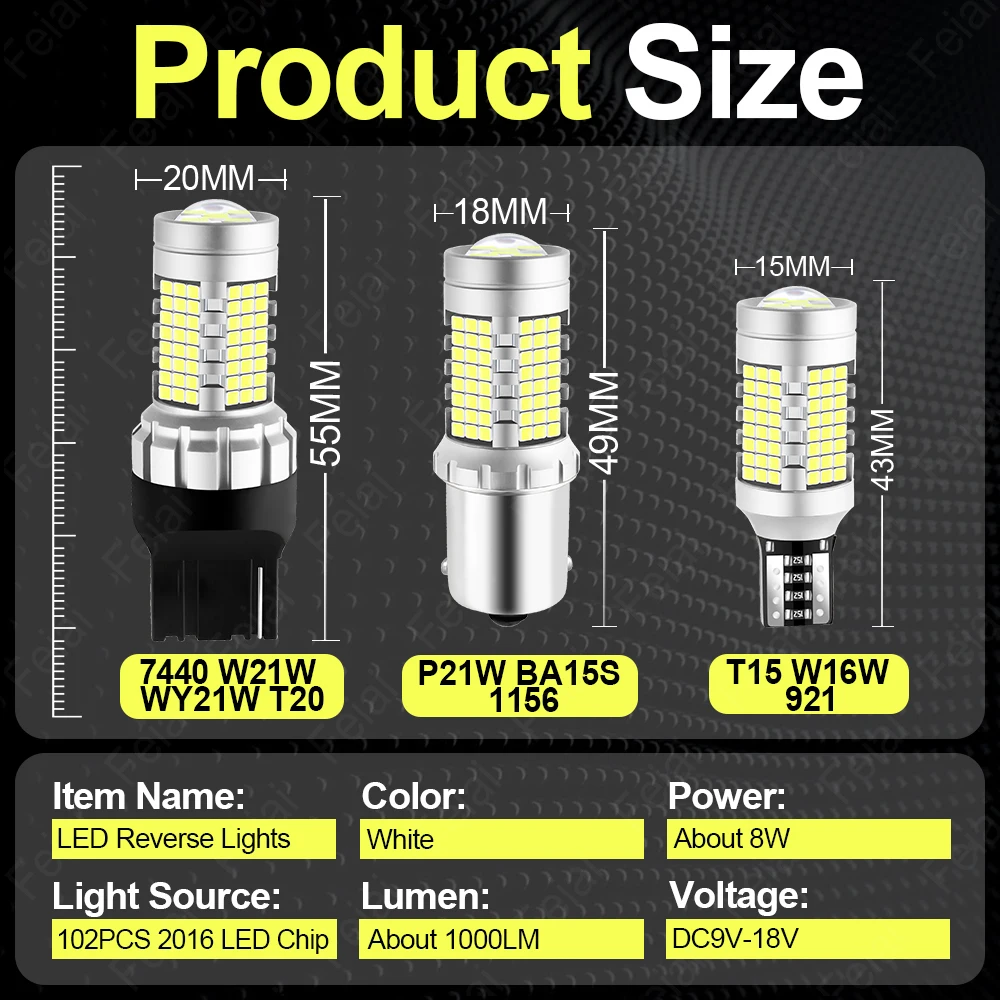 لبيجو 206 SW CC LED عكس أضواء لمبة 1998-2005 2006 2007 2008 2009 2010 2011 2012 2013 206 اكسسوارات عكس الضوء #5