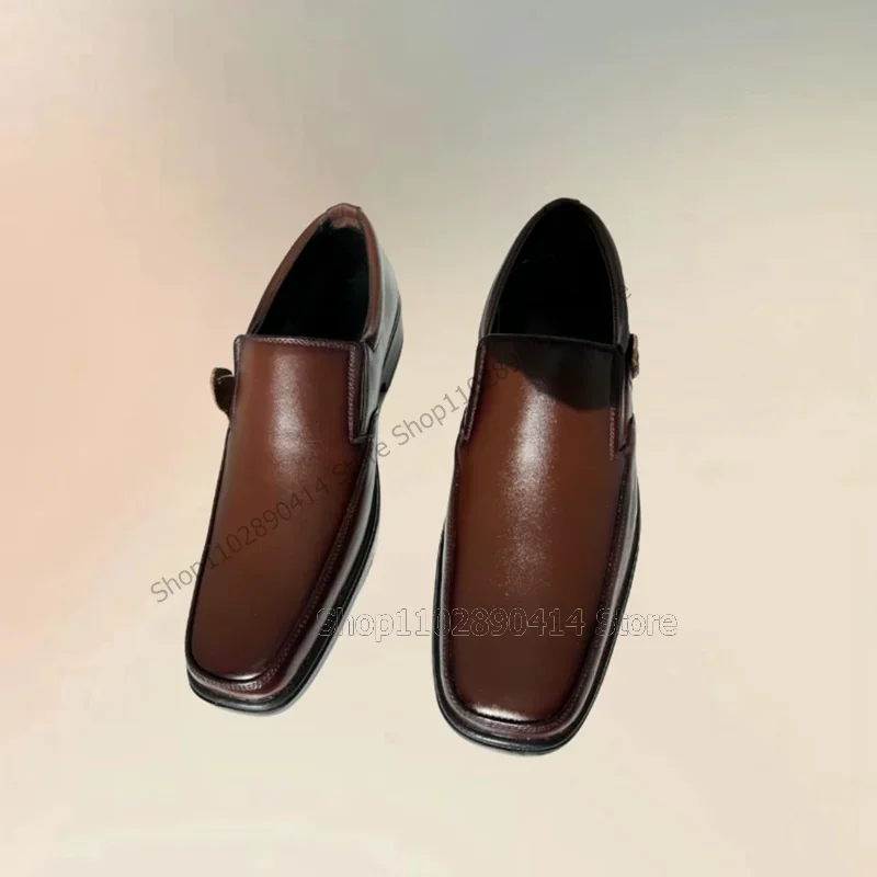 Коричневые мужские лоферы с квадратным